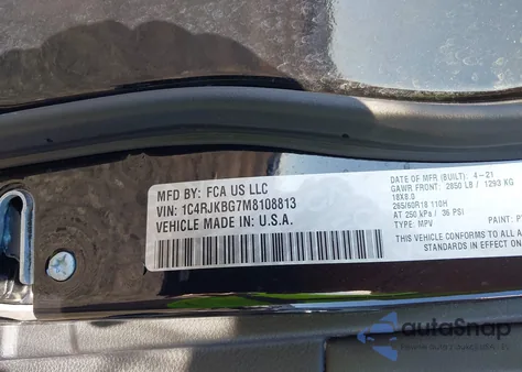 2021 Jeep Grand Cherokee L Limited 4X4 from USA, damaged, VIN 1C4RJKBG7M8108813